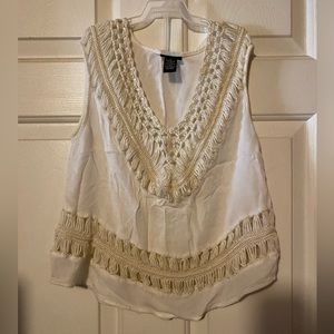 Off White Crocheted Sleeveless Top